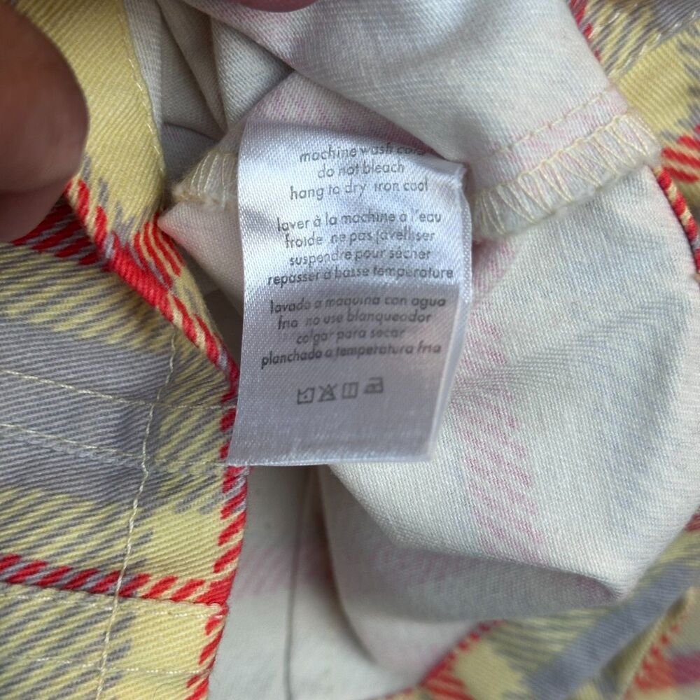 WeWoreWhat Plaid Cropped Jacket XS Yellow Red Cotton Shacket Utility Style - Picture 13 of 13